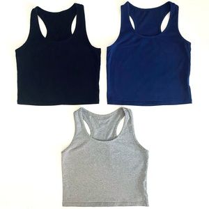 3 Pieces Basic Crop Tank Tops Sleeveless Racerback Crop Sport Top for Women